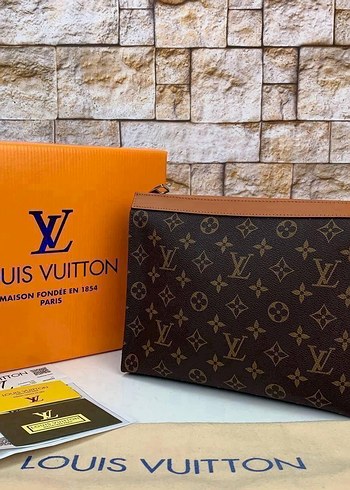 Louis Vuitton Kahverengi Deri Kadın Clutch - Görsel 9