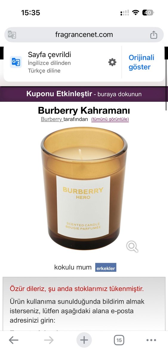 Burberry Hero Kokulu Mum 70g - Görsel 3