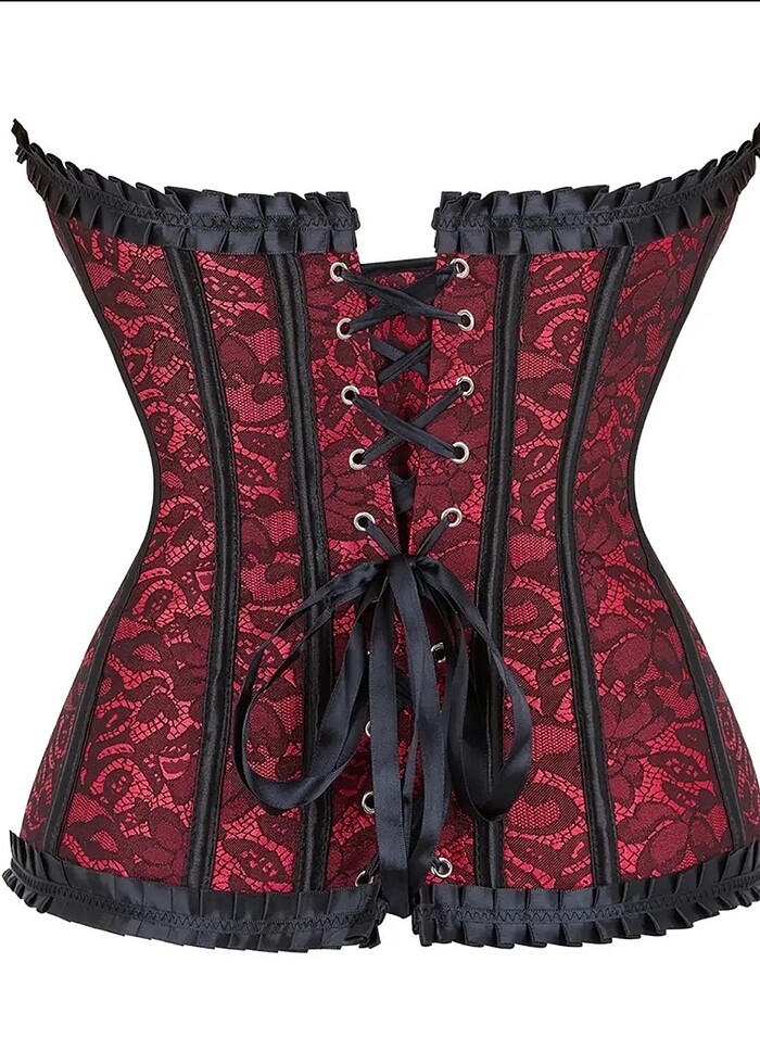 Bordo gotik korse - Görsel 4