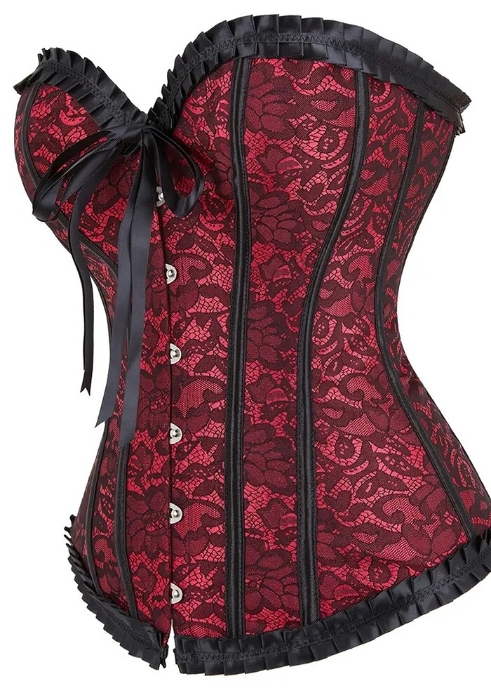 Bordo gotik korse - Görsel 3