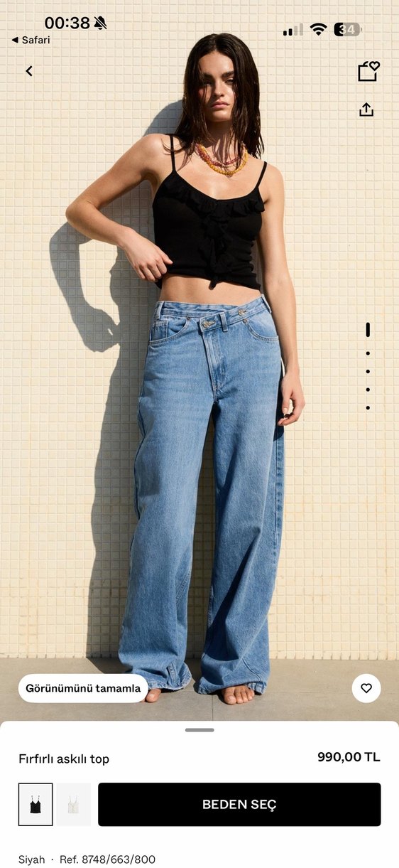 Siyah V Yaka Fırfırlı Kadın Büstiyer - Görsel 2