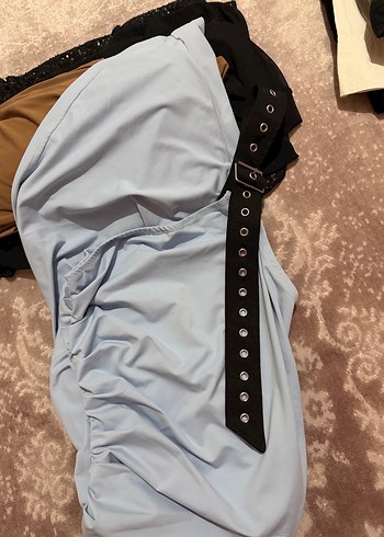 mavi Bağlamalı Midi Elbise - Görsel 3