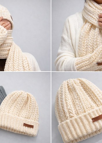 Özel Yapım El Örgüsü Atkı Bere ve Eldiven Takımı - Görsel 4