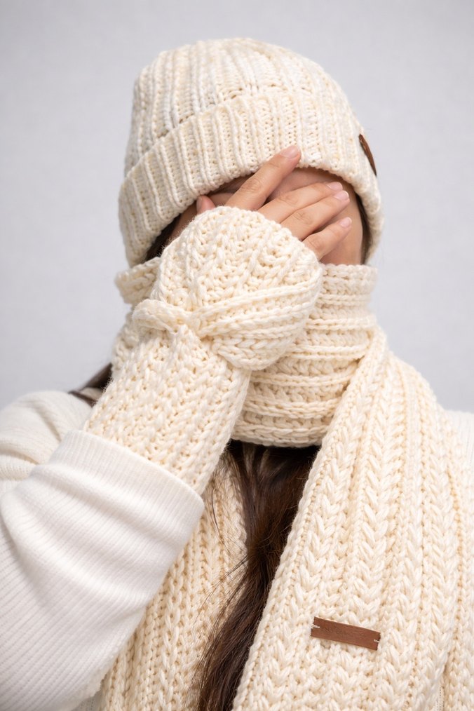 Özel Yapım El Örgüsü Atkı Bere ve Eldiven Takımı - Görsel 2