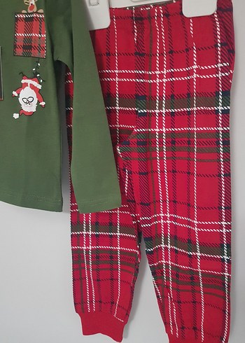Penti Erkek Kırmızı yesil yilbasi noel babali Kareli Pijama Takımı