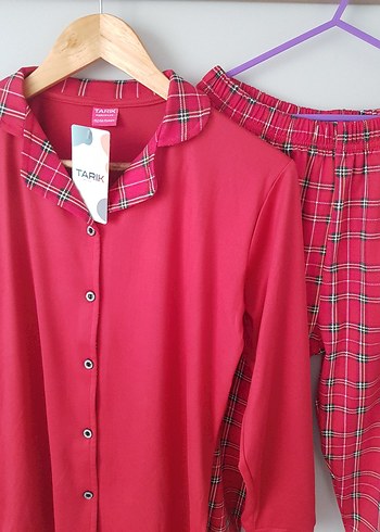12-13 Yaş Beden Kırmızı Ekoseli kiz cocuk Pijama Takımı