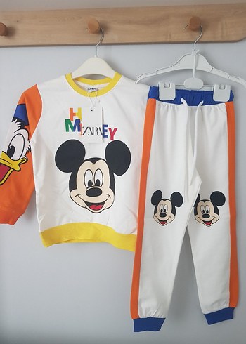 Zara Renkli Mickey ve Donald Baskılı Erkek Eşofman Takımı