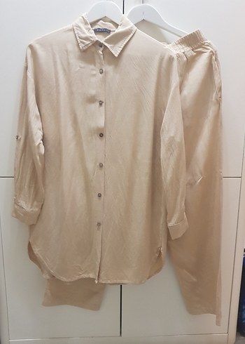 Zara Bej Keten Uzun Kollu Düğmeli takim