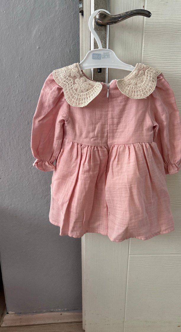 Dantel Yakalı Vintage Kız Çocuk Elbise - Görsel 4