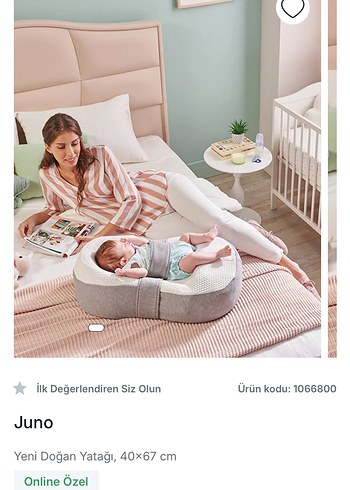 Juno Gri Yeni Doğan Bebek Yatağı 40x67 cm