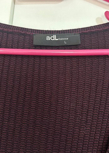 V Yaka Bordo  Uzun Kollu Kadın Triko Elbise - Görsel 2