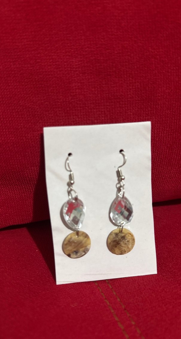 Bej Mini Boncuklu Kadın Küpe - Görsel 2