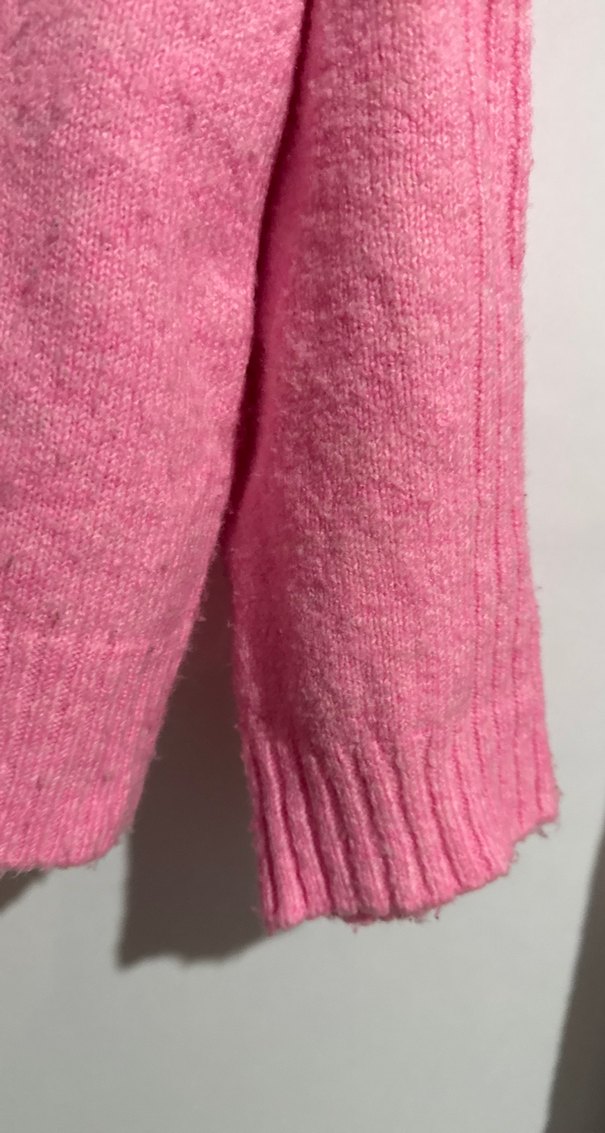 Pembe Yünlü Boğazlı Kadın Kazak - Görsel 3