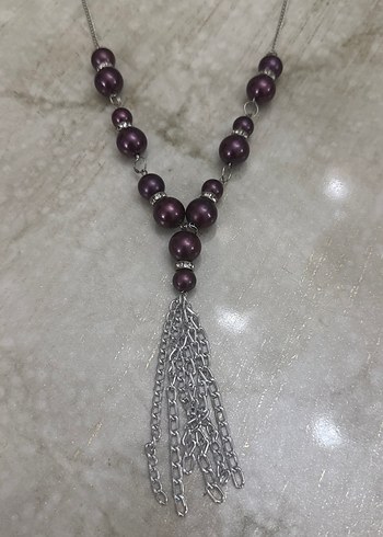 Mor Boncuklu Uzun Bohem Kadın Kolye - Görsel 2