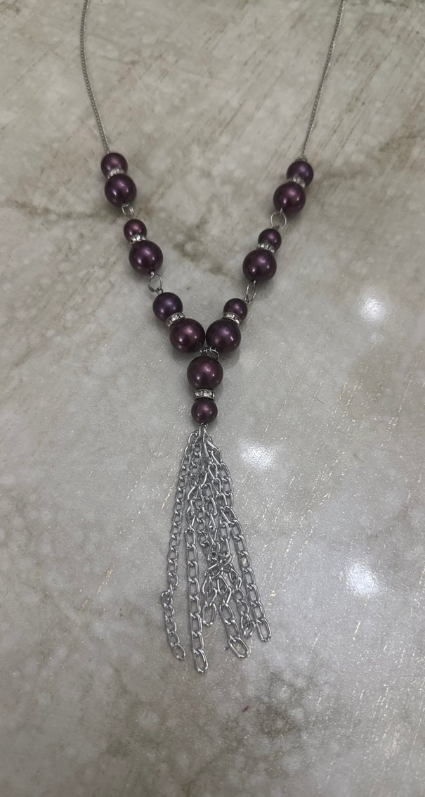 Mor Boncuklu Uzun Bohem Kadın Kolye - Görsel 2