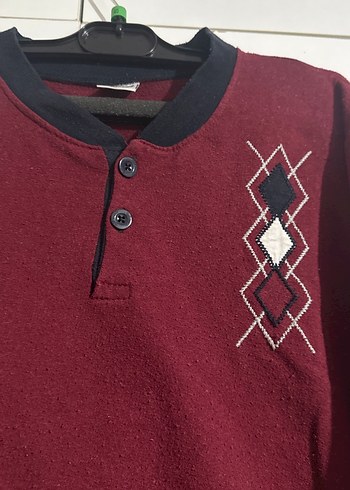 Bordo Düğmeli Erkek Pijama Üstü - Görsel 2