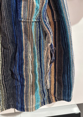 Bohem Çok Renkli Çizgili Bornoz - Görsel 3