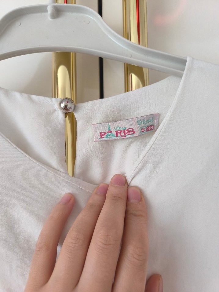 Beyaz Uzun Kollu Midi Keten Tunik - Görsel 3