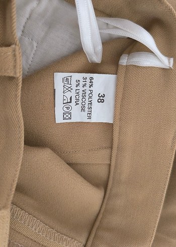 Bej Süet Midi Kumaş Kadın Pantolon - Görsel 3