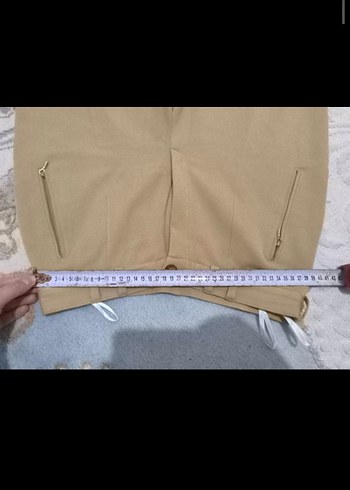 Bej Süet Midi Kumaş Kadın Pantolon - Görsel 4