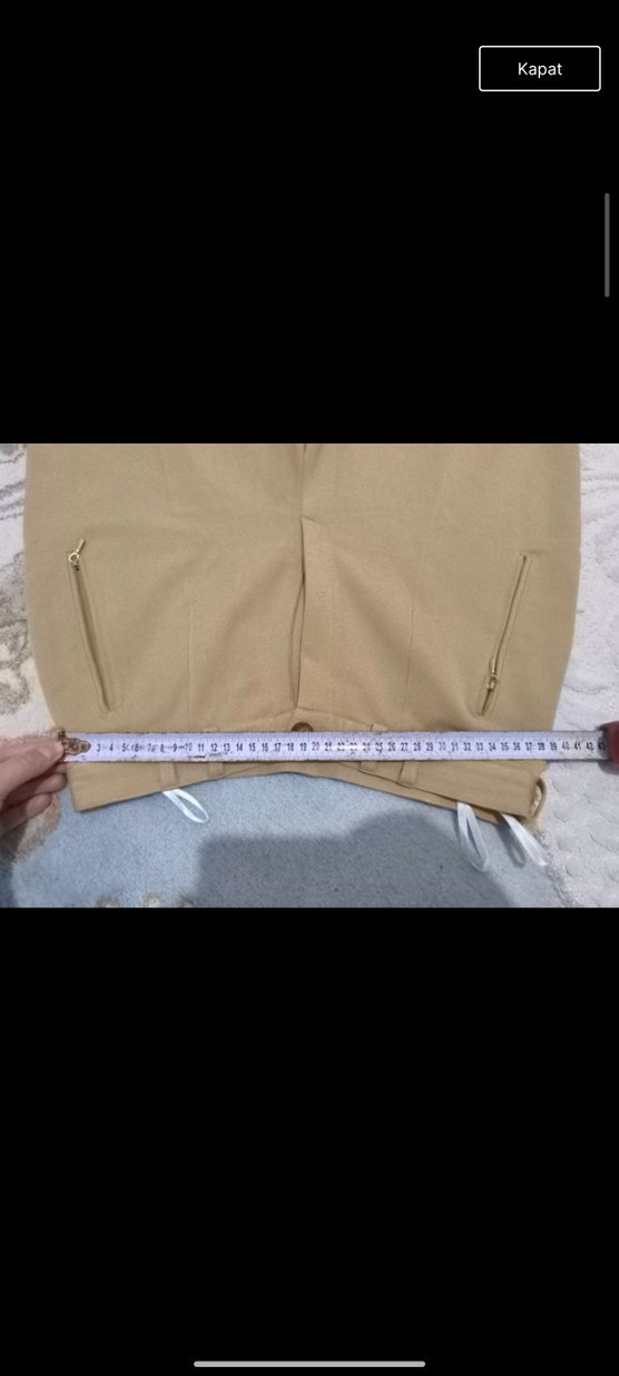 Bej Süet Midi Kumaş Kadın Pantolon - Görsel 4