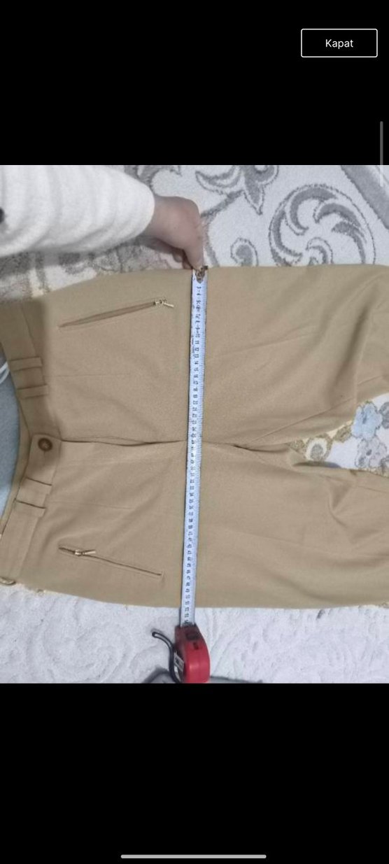 Bej Süet Midi Kumaş Kadın Pantolon - Görsel 5