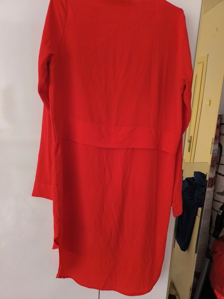 Uzun Kollu Kırmızı Kadın Tunik - Görsel 2