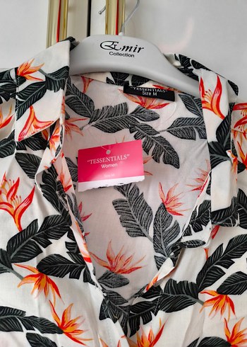 Bohem Beyaz Desenli V Yakalı Rahat Gömlek - Görsel 3