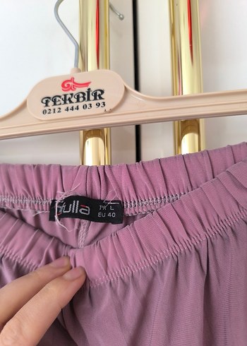 pembe Pilili Kadın Kumaş Pantolon - Görsel 3