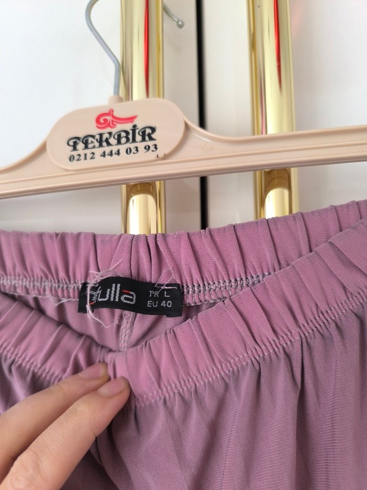 pembe Pilili Kadın Kumaş Pantolon - Görsel 3