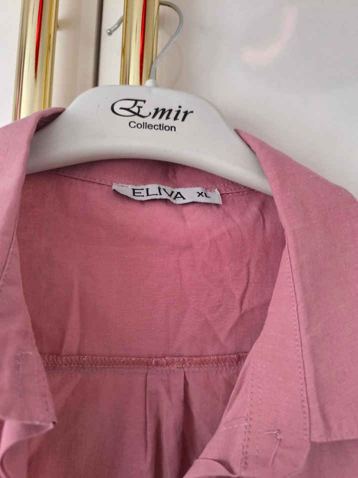 Pembe Keten Düğmeli Gömlek - Görsel 2