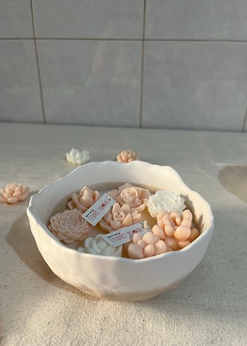 Pastel Renkli Çiçek Şeklinde Mum Seti - Görsel 6