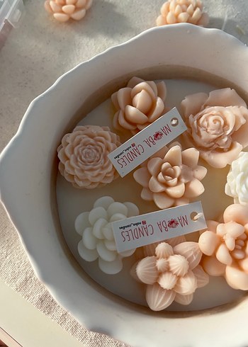 Pastel Renkli Çiçek Şeklinde Mum Seti - Görsel 4