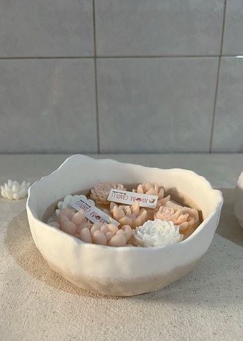 Pastel Renkli Çiçek Şeklinde Mum Seti - Görsel 9