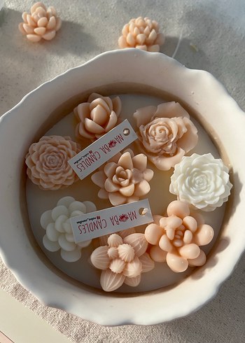 Pastel Renkli Çiçek Şeklinde Mum Seti - Görsel 8