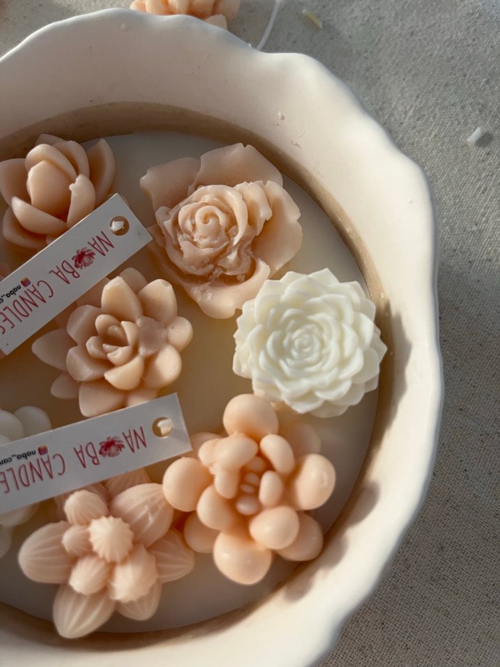 Pastel Renkli Çiçek Şeklinde Mum Seti - Görsel 5