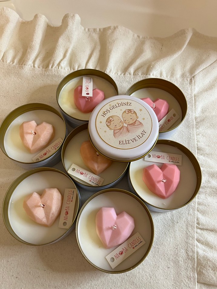 Pastel Pembe Kalp Mumlar - Görsel 4