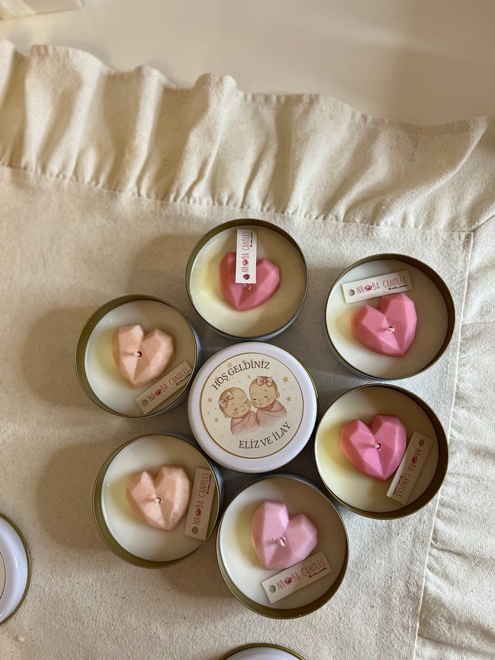 Pastel Pembe Kalp Mumlar - Görsel 5