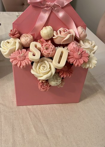 Pastel Pembe Çiçekli Dekoratif Mum - Görsel 7