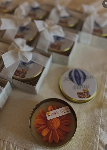 Renkli Papatya Tasarımlı Mum - Barlas - Görsel 3