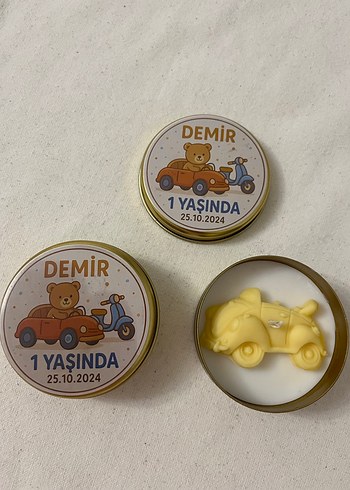 Sarı Oyuncak Araba Şeklinde Mum - Görsel 3