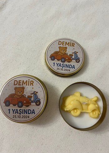 Sarı Oyuncak Araba Şeklinde Mum - Görsel 5