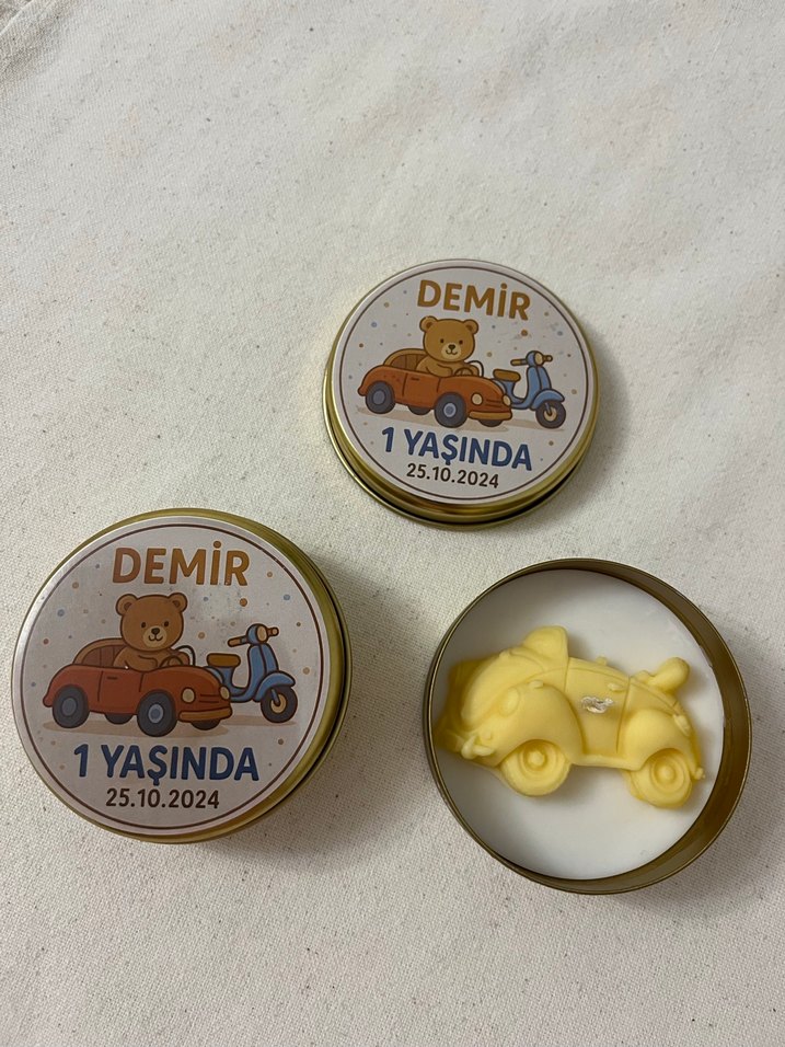 Sarı Oyuncak Araba Şeklinde Mum - Görsel 5