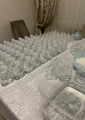 Beyaz Kurdeleli Cam Şişe Hediyelik - Görsel 9