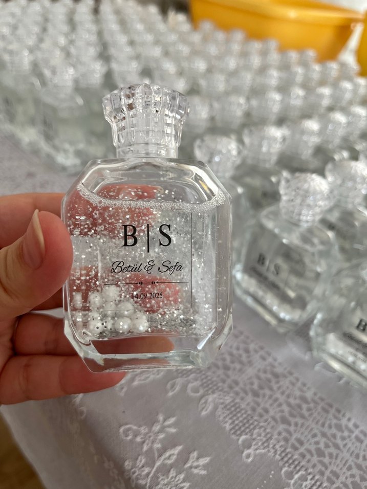 Beyaz Kurdeleli Cam Şişe Hediyelik - Görsel 4