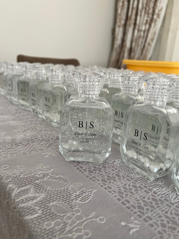 Beyaz Kurdeleli Cam Şişe Hediyelik - Görsel 5