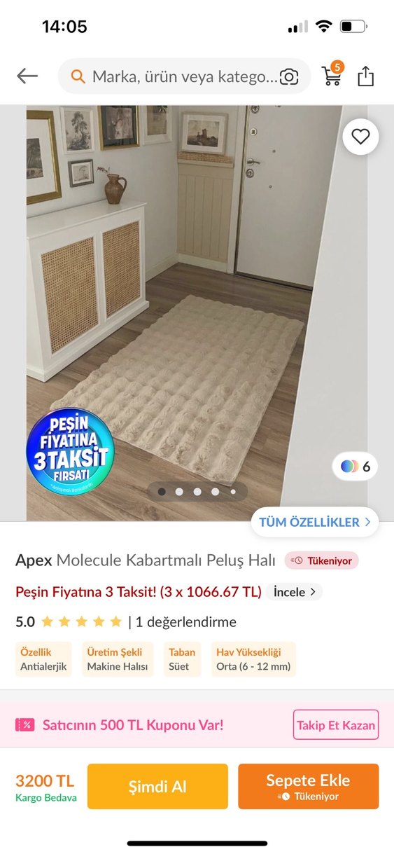 2 parça Peluş halı - Görsel 5