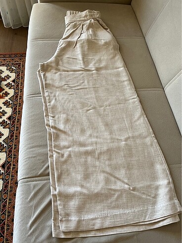 36 Beden ten rengi Renk H&M keten palazzo kapri pantolon