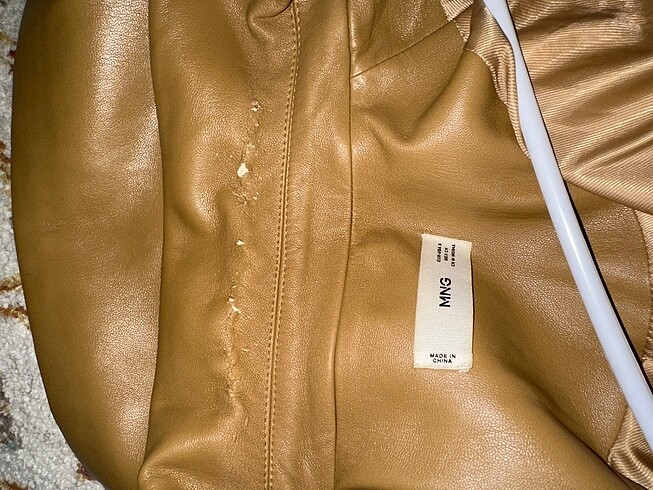 s Beden sarı Renk Mango Deri Blazer Oversize