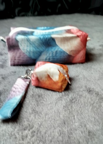 Bohem Tarz Pastel Renkli Bağlama Desenli Makyaj Çantası